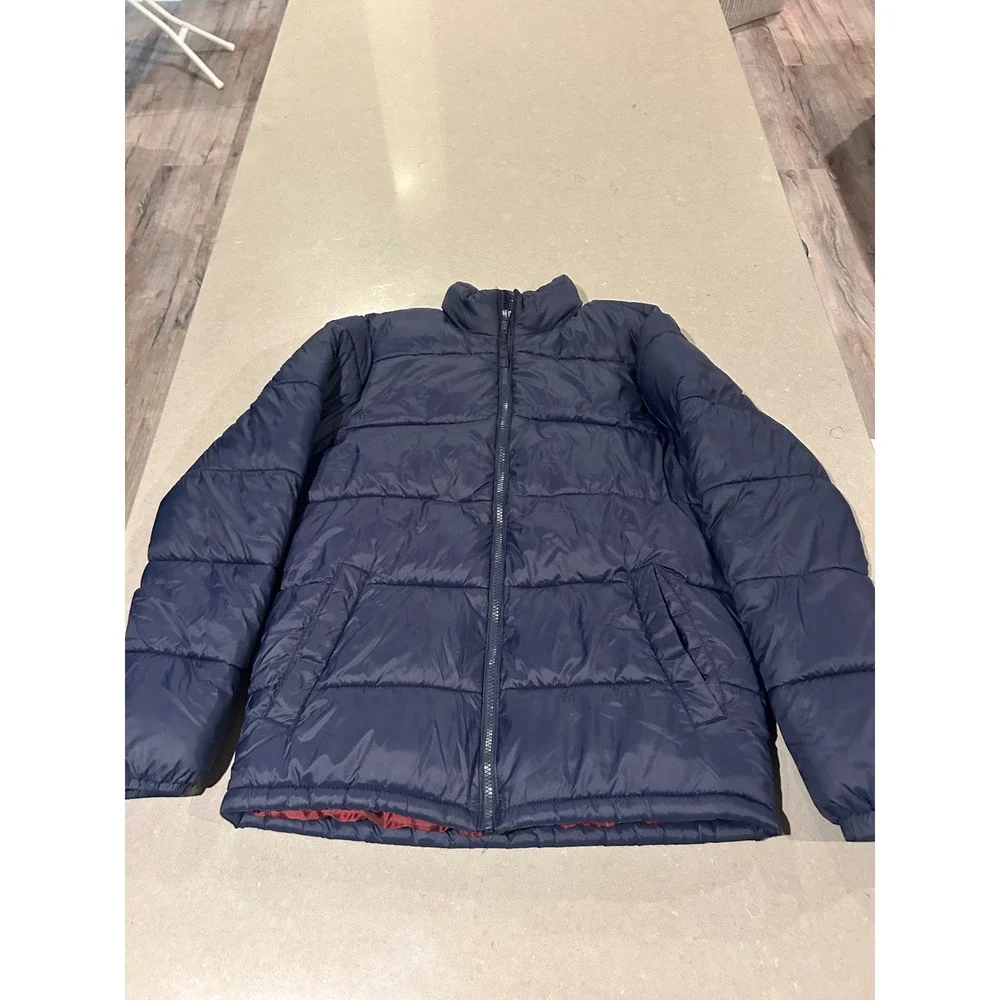 Old Navy Men Navy Blue Puffer Jacket Winter Coat Size Medium